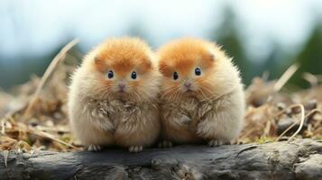 photo of heart-melting two Lemmings with an emphasis on expression of love. Generative AI