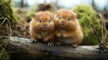 photo of heart-melting two Lemmings with an emphasis on expression of love. Generative AI