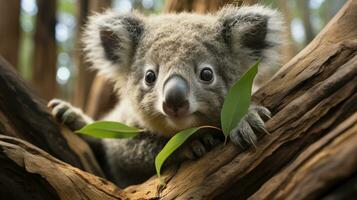 photo of heart-melting two Koalas with an emphasis on expression of love. Generative AI