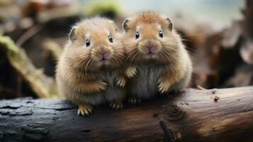 photo of heart-melting two Lemmings with an emphasis on expression of love. Generative AI