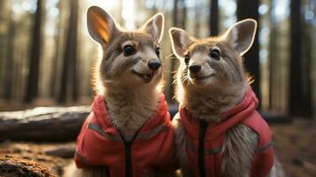 photo of heart-melting two Kangaroos with an emphasis on expression of love. Generative AI