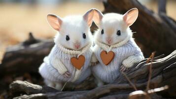 photo of heart-melting two Kangaroo Rats with an emphasis on expression of love. Generative AI