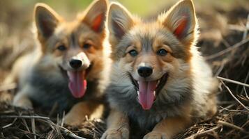 photo of heart-melting two Jackals with an emphasis on expression of love. Generative AI