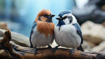 photo of heart-melting two Jays with an emphasis on expression of love. Generative AI