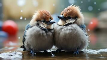 photo of heart-melting two Jays with an emphasis on expression of love. Generative AI