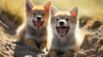 photo of heart-melting two Jackals with an emphasis on expression of love. Generative AI