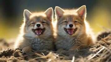 photo of heart-melting two Jackals with an emphasis on expression of love. Generative AI