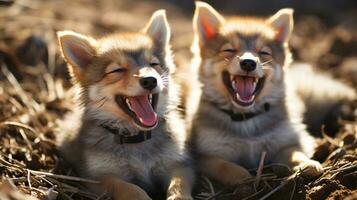 photo of heart-melting two Jackals with an emphasis on expression of love. Generative AI