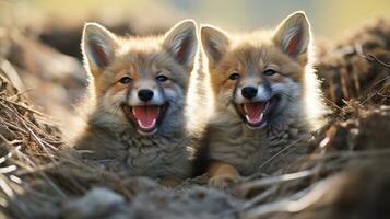 photo of heart-melting two Jackals with an emphasis on expression of love. Generative AI