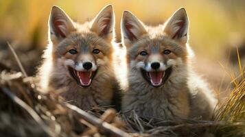 photo of heart-melting two Jackals with an emphasis on expression of love. Generative AI