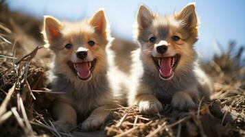 photo of heart-melting two Jackals with an emphasis on expression of love. Generative AI