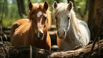 foto de conmovedor dos caballos con un énfasis en expresión de amor. generativo ai