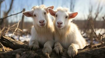 photo of heart-melting two Goats with an emphasis on expression of love. Generative AI