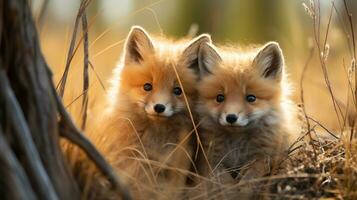 photo of heart-melting two Foxs with an emphasis on expression of love. Generative AI
