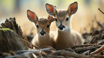 photo of heart-melting two Gazelles with an emphasis on expression of love. Generative AI