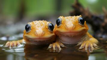 photo of heart-melting two Frogs with an emphasis on expression of love. Generative AI