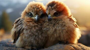 photo of heart-melting two Falcons with an emphasis on expression of love. Generative AI