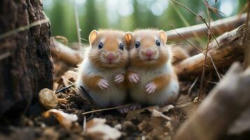 photo of heart-melting two Ferrets with an emphasis on expression of love. Generative AI