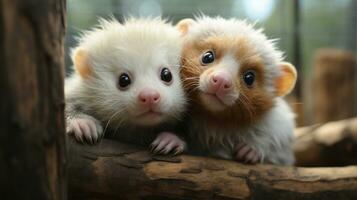 photo of heart-melting two Ferrets with an emphasis on expression of love. Generative AI