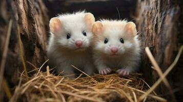 photo of heart-melting two Ferrets with an emphasis on expression of love. Generative AI