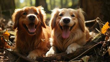 photo of heart-melting two Dogs with an emphasis on expression of love. Generative AI