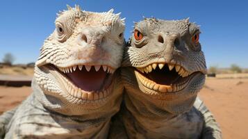 foto de conmovedor dos Desierto iguanas con un énfasis en expresión de amor. generativo ai