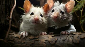 photo of heart-melting two Crested Rats with an emphasis on expression of love. Generative AI