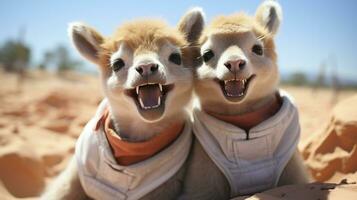 photo of heart-melting two Desert Kangaroo Rats with an emphasis on expression of love. Generative AI