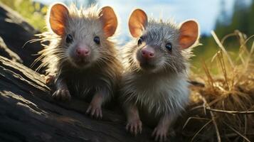 photo of heart-melting two Crested Rats with an emphasis on expression of love. Generative AI