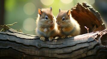 photo of heart-melting two Chipmunks with an emphasis on expression of love. Generative AI