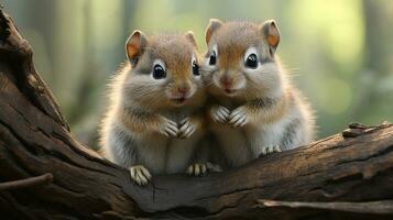 photo of heart-melting two Chipmunks with an emphasis on expression of love. Generative AI