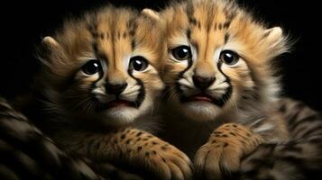 photo of heart-melting two Cheetahs with an emphasis on expression of love. Generative AI