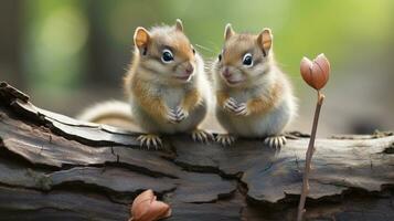 photo of heart-melting two Chipmunks with an emphasis on expression of love. Generative AI