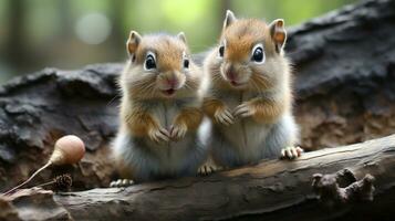 photo of heart-melting two Chipmunks with an emphasis on expression of love. Generative AI