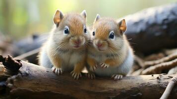 photo of heart-melting two Chipmunks with an emphasis on expression of love. Generative AI