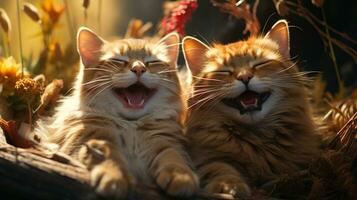 photo of heart-melting two Cats with an emphasis on expression of love. Generative AI