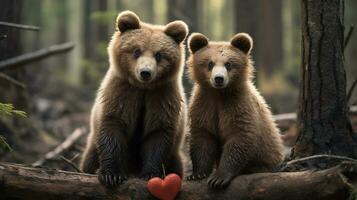 photo of heart-melting two Bears with an emphasis on expression of love. Generative AI