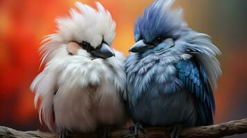 photo of heart-melting two Blue Jays with an emphasis on expression of love. Generative AI