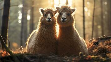 photo of heart-melting two Camels with an emphasis on expression of love. Generative AI
