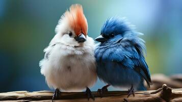 photo of heart-melting two Blue Jays with an emphasis on expression of love. Generative AI