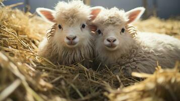 photo of heart-melting two Alpacas with an emphasis on expression of love. Generative AI