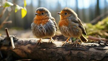 photo of heart-melting two American Robins with an emphasis on expression of love. Generative AI