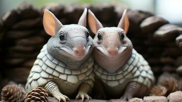 foto de conmovedor dos armadillos con un énfasis en expresión de amor. generativo ai