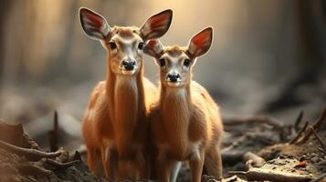 photo of heart-melting two Antelopes with an emphasis on expression of love. Generative AI