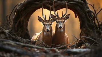 photo of heart-melting two Antelopes with an emphasis on expression of love. Generative AI