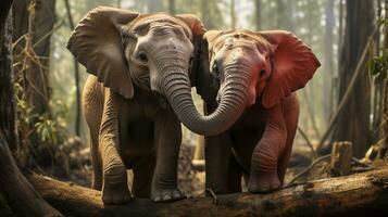 foto de conmovedor dos africano elefantes con un énfasis en expresión de amor. generativo ai