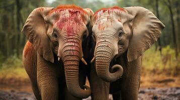 photo of heart-melting two African Elephants with an emphasis on expression of love. Generative AI