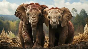 photo of heart-melting two African Elephants with an emphasis on expression of love. Generative AI