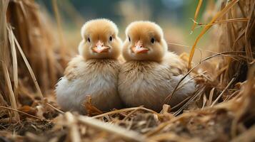 photo of heart-melting two Ducks with an emphasis on expression of love. Generative AI