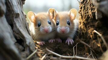 photo of heart-melting two Dormouses with an emphasis on expression of love. Generative AI